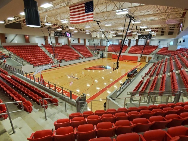 Inside of the basketball arena