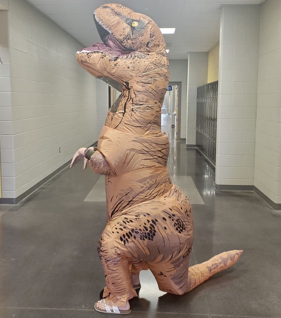 Student in blow up costume