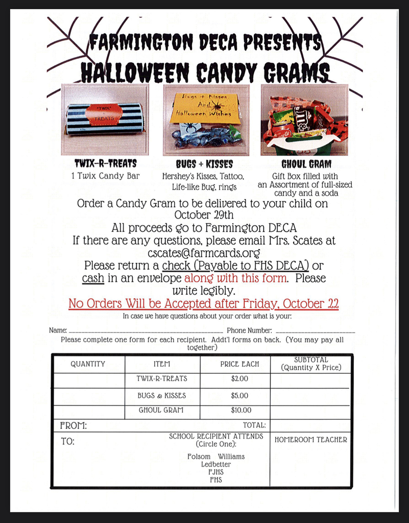 Candy Gram Order Form