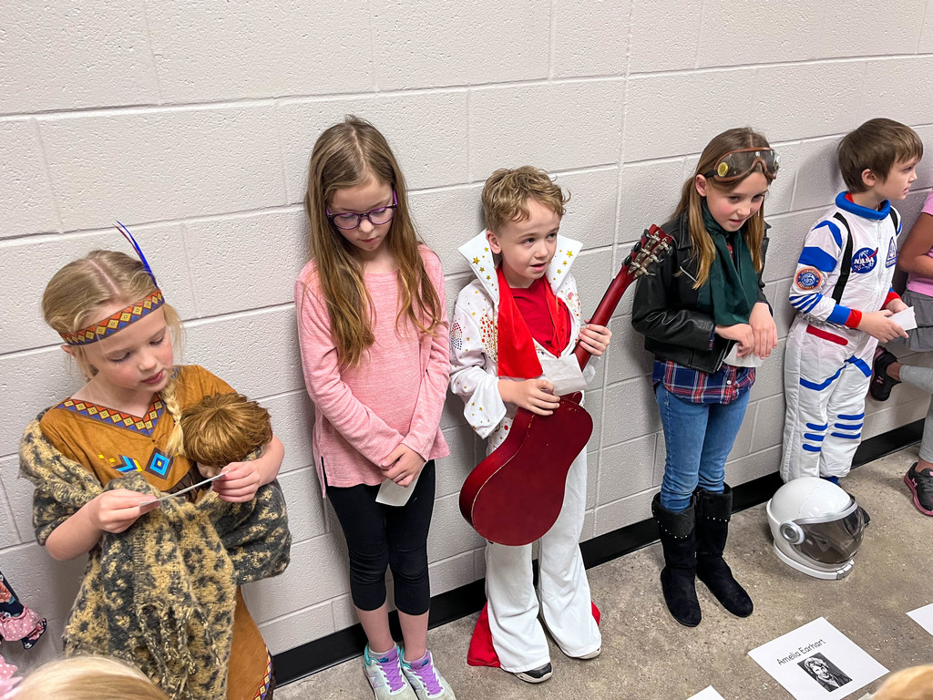 Students dressed up for Wax Museum