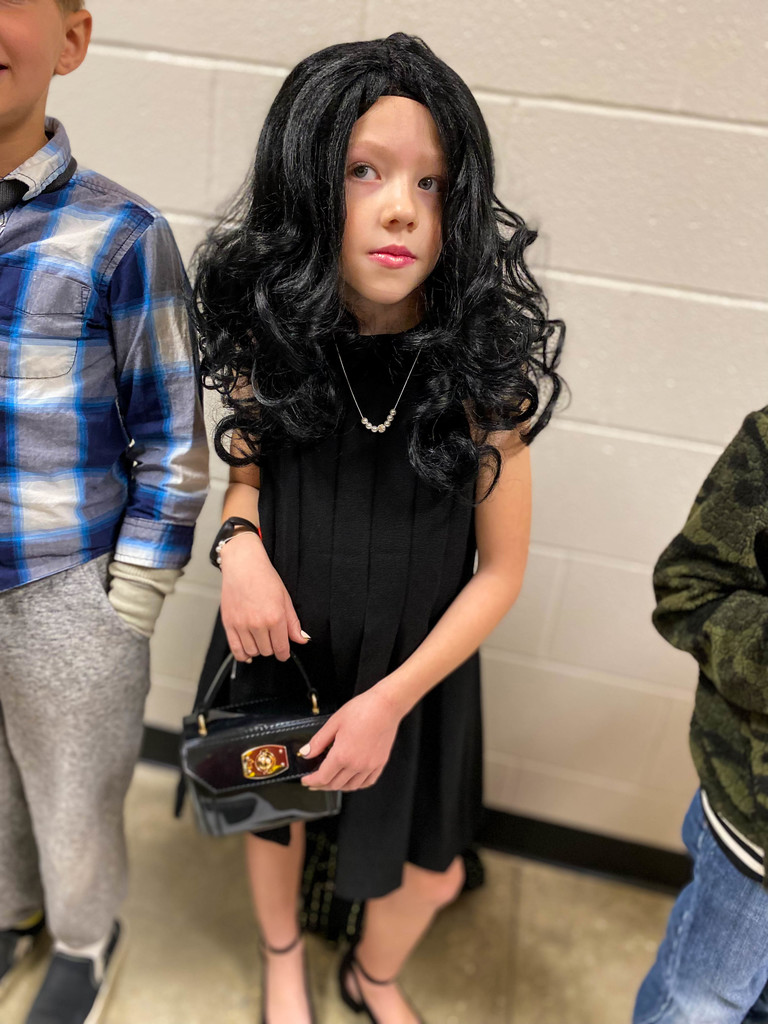 Student dressed up for Wax Museum