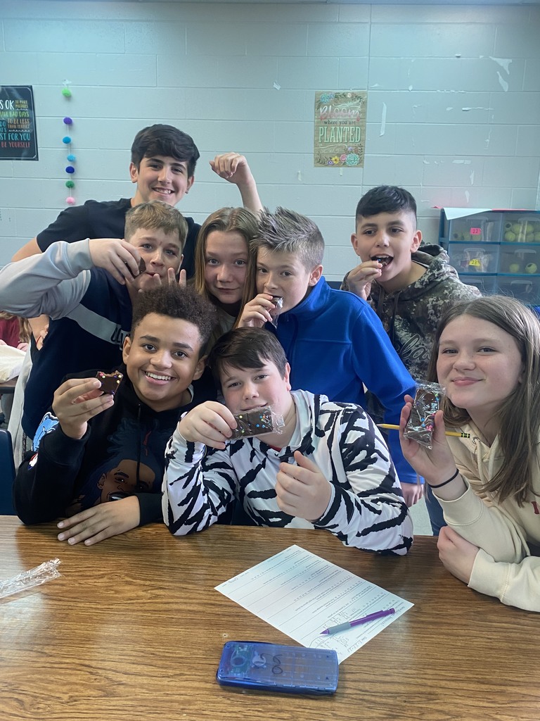 McClure’s 6th grade Science classes voted all month long in the FMS MMMadness Little Debbie challenge. Cosmic Brownies won the championship! We celebrated accordingly! 