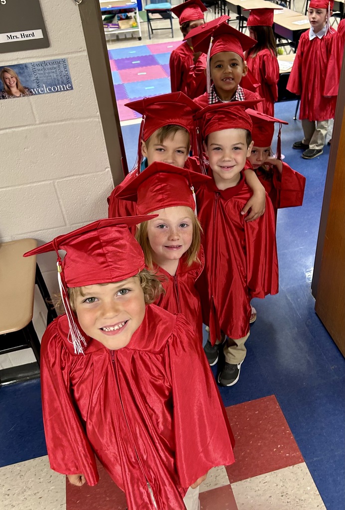 Kindergarteners in cap and gown