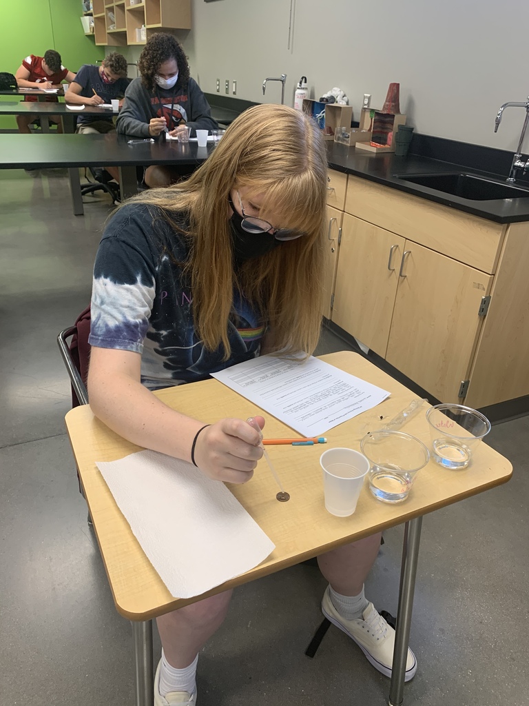 a close up of a student doing a lab at her desk